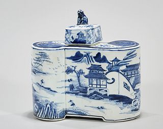 Chinese Blue and White Porcelain Covered Tea Canister