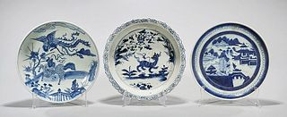 Group of Three Chinese Blue and White Porcelain Chargers