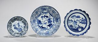 Group of Three Chinese Blue and White Porcelain Chargers