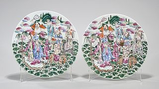 Two Chinese Enameled Porcelain Discs
