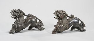 Two Chinese Metal Beast-Form Sculptures