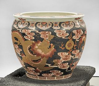 Chinese Enameled and Painted Porcelain Fish Bowl