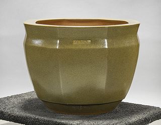 Chinese Tea Dust Glazed Porcelain Octagonal Jardiniere