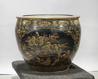Chinese Gilt Painted Porcelain Fish Bowl
