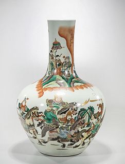 Tall Chinese Enameled Porcelain Globular Vase