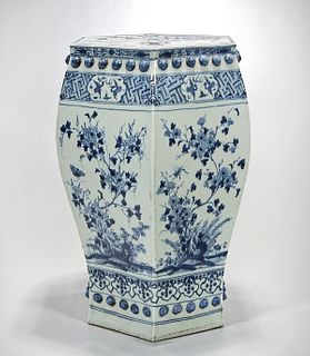 Chinese Blue and White Porcelain Hexagonal Garden Seat
