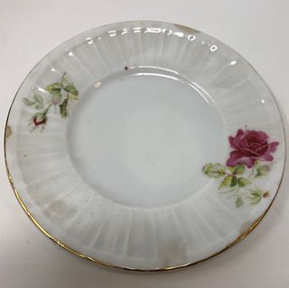 5" Roses design gilt ridged/rim plate, Country Rose