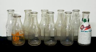 Dairy - 10 clear quart bottles, Cleveland O.