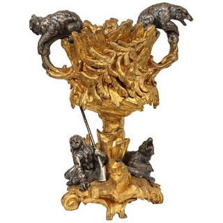 Important Ormolu and Silvered Bronze Figural Wine Cooler, Possibly Russian, 1860