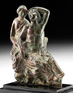 Exhibited Roman Bronze Relief - Bacchus & Ariadne