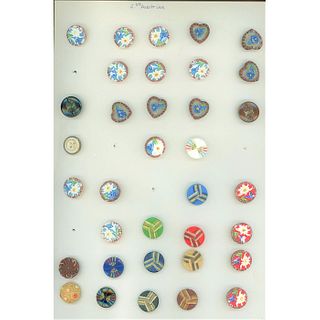 Three Whole Cards Of Assorted Modern Glass Buttons
