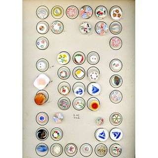 Full Card Of Division 3 Assorted White Glass Buttons