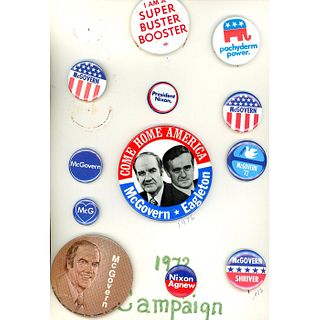 3 Cards Of Pin Back Buttons Of Various Presidents