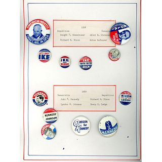 2 Cards Of Pin Back Buttons Of Various Presidents