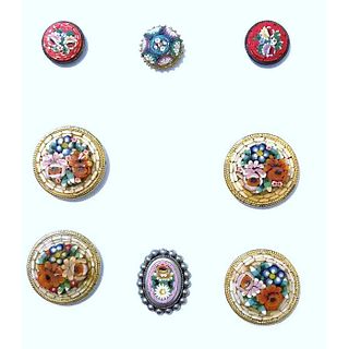 Small Card Of Italian Mosaic Buttons Set In Metal