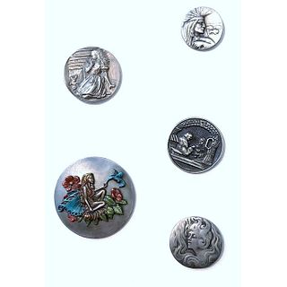 Small Card Of Face Shanked Battersea Pewter Buttons
