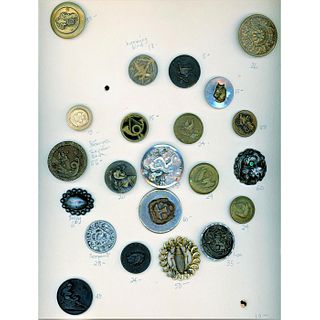 2 Cards Of Div 1 Assorted Metal Picture Buttons