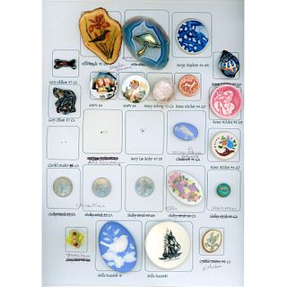 2 Cards Assorted Material And Subject Buttons