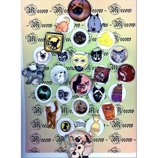 One Card Of Assorted Material Cat Buttons