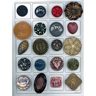 One Card Of Assorted Technique Celluloid Buttons