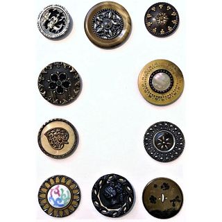 Small Card Of Assorted 19Th Century Celluloid Buttons