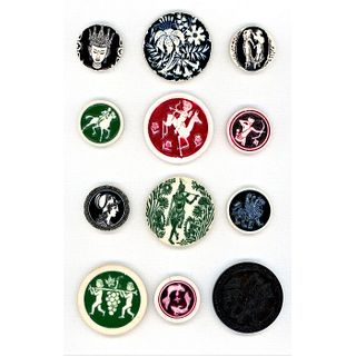 Small Card Of Assorted 20Th C. Artid Plastic  Buttons