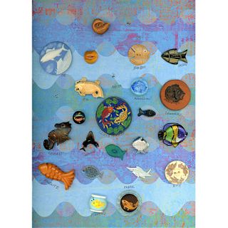 A Full Card Of Assorted Material Fish Buttons