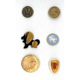 A Small Card Of Lion Buttons In Assorted Materials