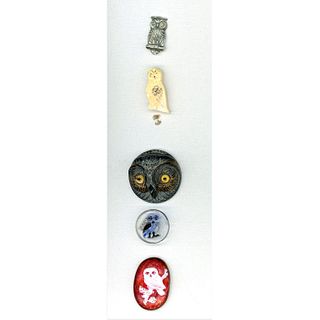 A Small Card Of Assorted Material Owl Buttons