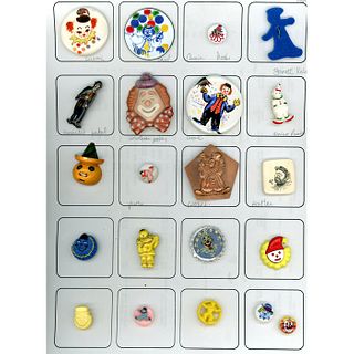 A Full Card Of Assorted Material Clown Buttons