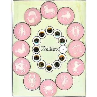 Complete Set Of Pink Jasperware Zodiac Buttons
