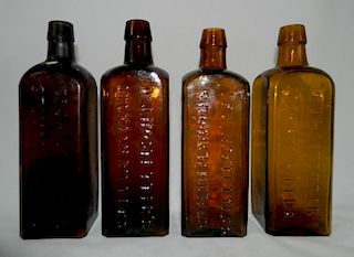 4 Dr. Hostetter's bitters bottles