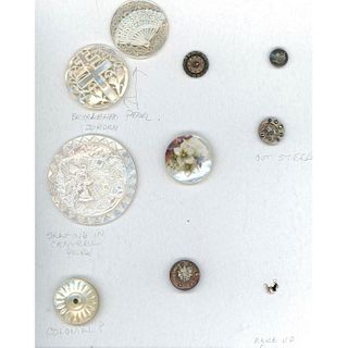 Small Card Of 19Th  And 20Th Century Pearl Buttons