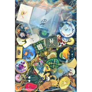 A Large Bag Lot Of Colorful Assorted Material Buttons