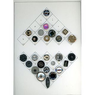 Four Cards Of Assorted Black Glass Buttons