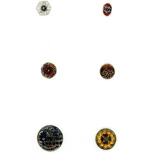 Small Card Of Colorful Division 1 Lacy Glass Buttons