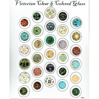 One Full Card Of Victorian Glass Buttons
