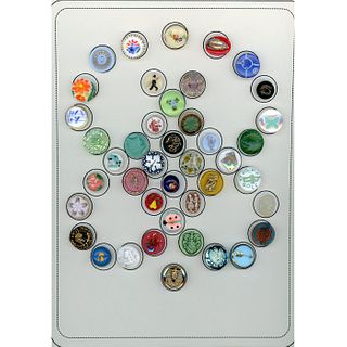 Two Full Cards Of Division 3 Colored Glass Buttons
