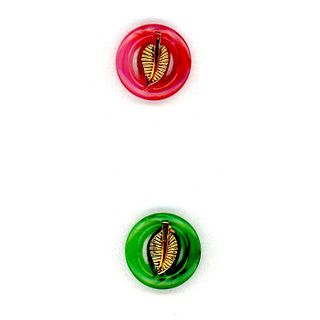 A Pair Of Pierced Leaf Division 3 Monglow Buttons