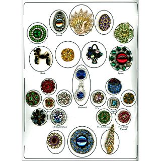 Card Of Div 1 & 3 Clear &  Colored Paste Jewel Buttons
