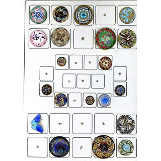 Partial Card Of Div 1 & 3  Assorted Enamel Buttons