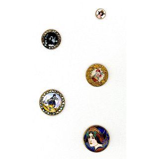 Small Card Of Assorted Enamel Technique Buttons