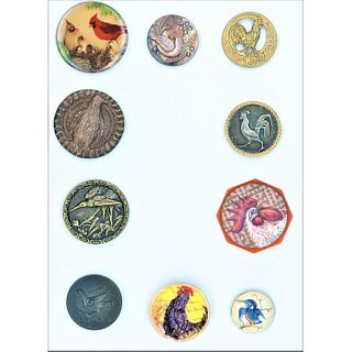 Small Card Of Assorted Material And Animal Buttons