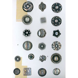 A  Card Of Mostly Mexican Silver Buttons