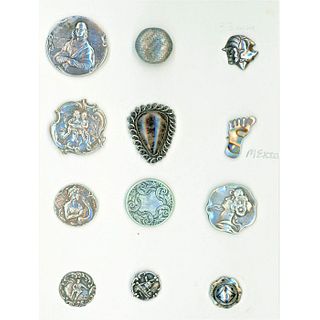 A  Card Of Mostly Hallmarked Silver Buttons