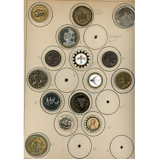 A Partial Card Of Mostly Metal Picture Buttons