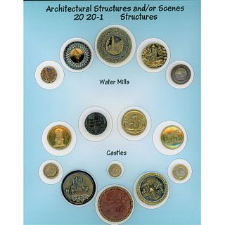 1 1/2 Cards Asst'D Material Architectural Scene Buttons