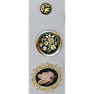 Small Card Of Beautiful Japanese Damascene Buttons