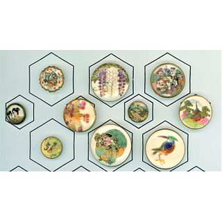 A Partial Card Of Japanese Satsuma Buttons