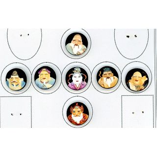 A Set Of Japanese Arita Seven God Buttons